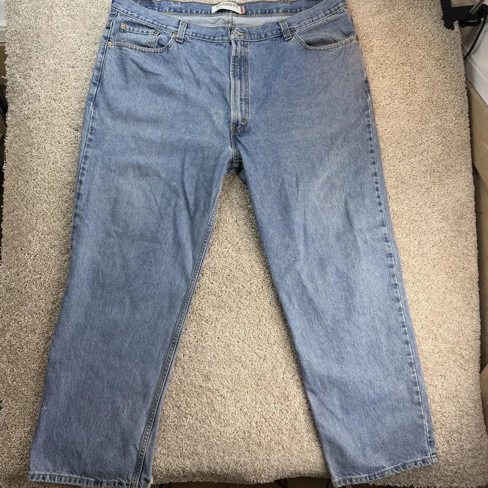 Y2K Levis 550 Jeans Mens 46x32 Light Wash Blue Denim Relaxed Tapered Pants